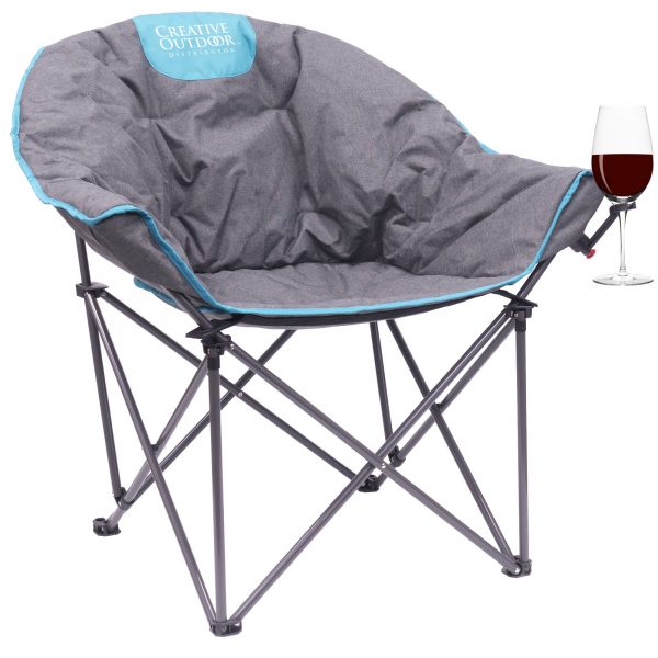 PADDED LUXURY FOLDING WINE CHAIR - TEAL/GRAY