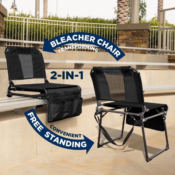 FOLDING STADIUM BLEACHER CHAIR - BLACK/BLACK