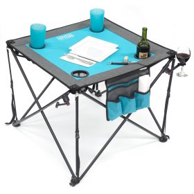 FOLDING WINE TABLE - TEAL/GRAY