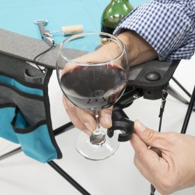 FOLDING WINE TABLE - TEAL/GRAY