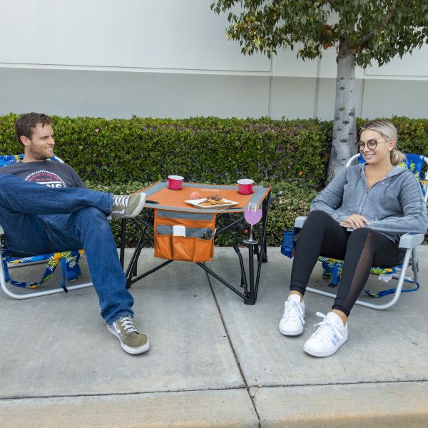 TWO-HEIGHT FOLDING WINE TABLE - ORANGE/GRAY