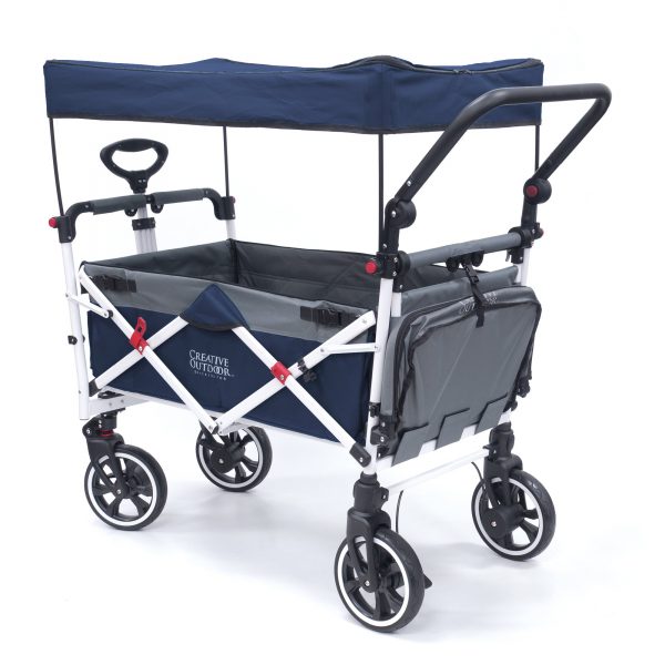 PUSH PULL TITANIUM SERIES PLUS FOLDING WAGON STROLLER WITH CANOPY | NAVY BLUE - Image 2